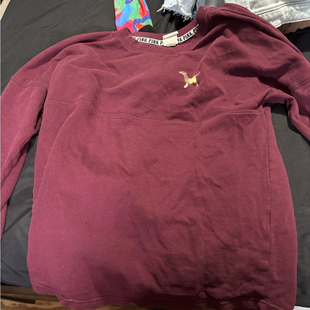 PINK Victoria's Secret Maroon Long Sleeve Tee